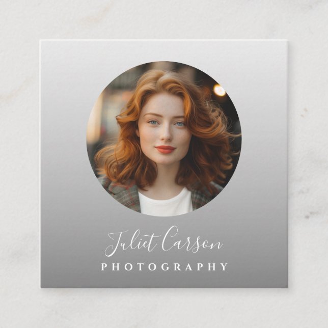 Cartão De Visita Quadrado Photography Calligraphy Script Circle Photo   (Frente)