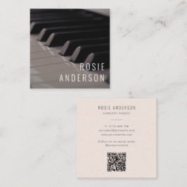 Cartão De Visita Quadrado Piano com código QR para músicos - Tinta rosa-pinc