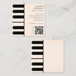 Cartão De Visita Quadrado Piano Keys Pianista Músico Professor de Música Pea