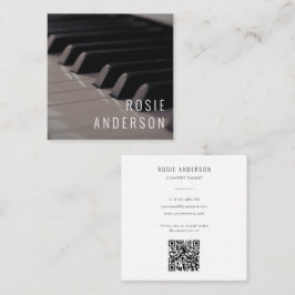 Cartão De Visita Quadrado Piano Músico Keys QR Code Foto Moderna