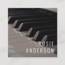 Cartão De Visita Quadrado Piano Músico Keys QR Code Foto Moderna