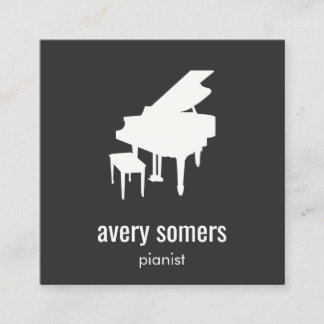 Cartão De Visita Quadrado Piano Simples Preto e Branco