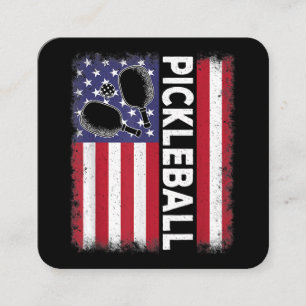 Cartão De Visita Quadrado Pickleball American Flag Engraçado Pickleball Vi