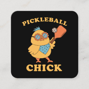 Cartão De Visita Quadrado Pickleball Chick - retrô