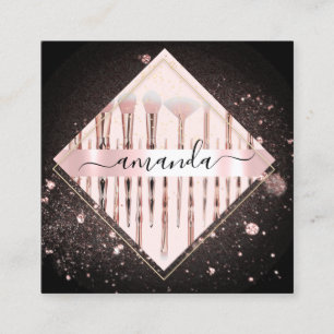 Cartão De Visita Quadrado Pincéis de logotipo de artista profissional Rosa 