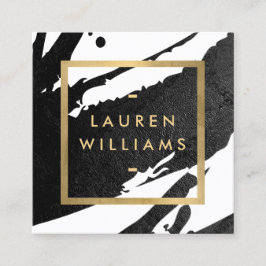 Cartão De Visita Quadrado Pincéis de Tinta Preta abstrato