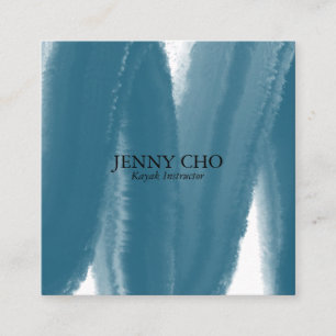 Cartão De Visita Quadrado Pincel de tinta azul esfolada pincel pincelada águ