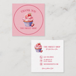 Cartão De Visita Quadrado Pink Cupcake Bakery Business Card | Editable Text