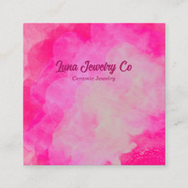 Cartão De Visita Quadrado Pink Flower Burst Jewelry Craft Business Card