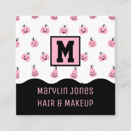 CARTÃO DE VISITA QUADRADO PINK HALLOWEEN PUMPKIN