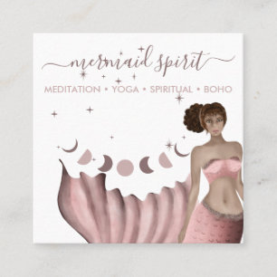 Cartão De Visita Quadrado Pink Mermaid moon tarot espiritual