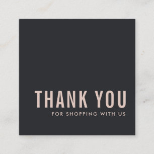 CARTÃO DE VISITA QUADRADO PINK NEGRO SIMPLES MÍNIMO OBRIGADO PELO LOGOTIPO