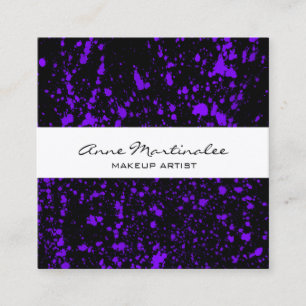 Cartão De Visita Quadrado Pinta Roxa Splatter a Preto