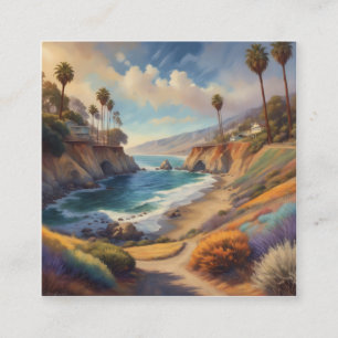 Cartão De Visita Quadrado Pintado de forma artística, com vivid i