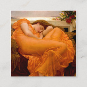 Cartão De Visita Quadrado Pintura De Junho Flamejante Por Frederic Leighton