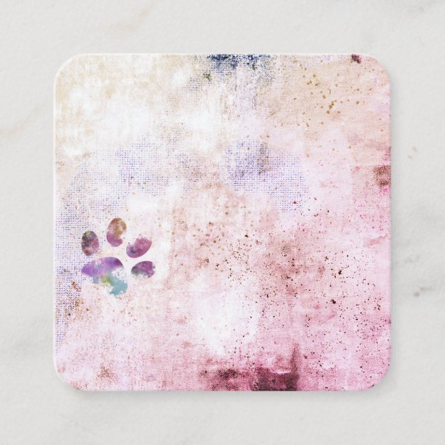 Cartão De Visita Quadrado pintura de pata de cão impressão aquarela design (Frente)