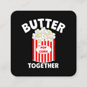 Cartão De Visita Quadrado Pipoca de Filme BUTTER Juntos