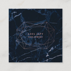 Cartão De Visita Quadrado PixDezines Blue Marble+Faux Rosa Dourado Emerald C