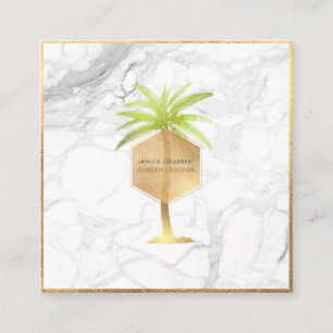 Cartão De Visita Quadrado PixDezines FAUX PALM TREE+MARBLE