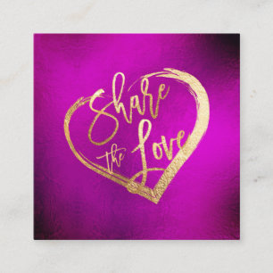 Cartão De Visita Quadrado PixDezines, Fuschia vibrante e Dourada, compartilh