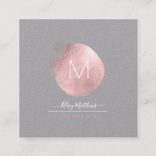 Cartão De Visita Quadrado PixDezines Glam Monograma Preto+Rosa Dourado Ponto