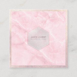 Cartão De Visita Quadrado PixDezines Glam Rosa Mármore Quartzo Rosa