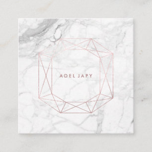 Cartão De Visita Quadrado PixDezines Marble+Faux Rosa Dourado Emerald Cut