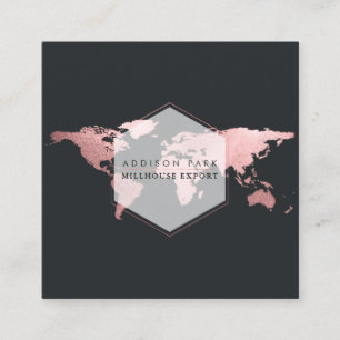 Cartão De Visita Quadrado PixDezines no mapa de palavras em ouro global/faux