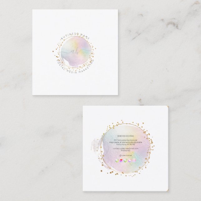 Cartão De Visita Quadrado PixDezines Simples Pincel Pincel Traço Algodão Doc (Frente/Verso)