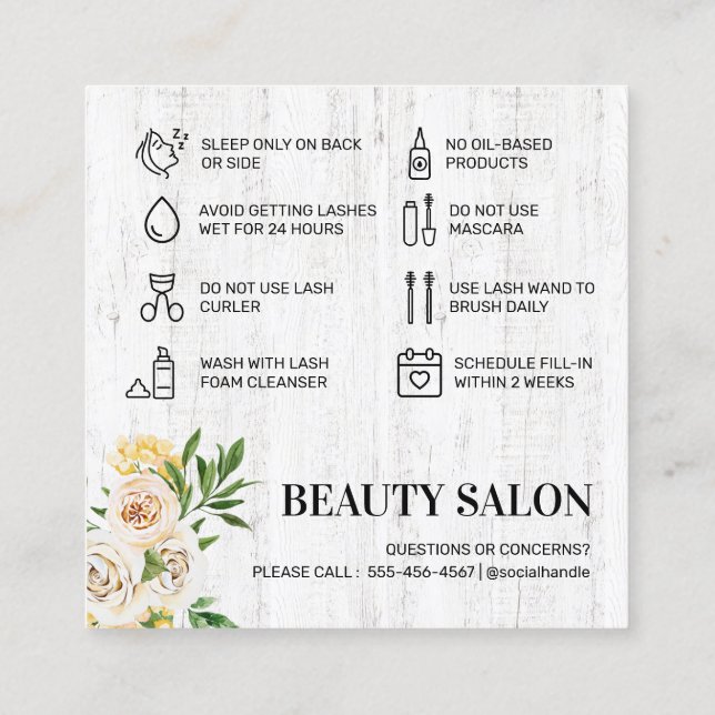 Cartão De Visita Quadrado Placa de Aterrissagem de primavera (Verso)