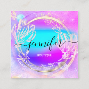 Cartão De Visita Quadrado Placa de cor rosa-de-rosa com Rosa de Compro profi