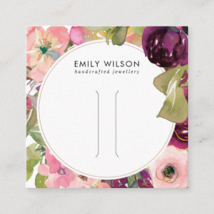 CARTÃO DE VISITA QUADRADO PLACA DE EXIBIÇÃO DE CADEIA DE CABELO FLORAL PIN