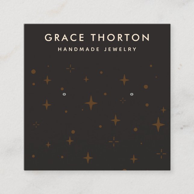 Cartão De Visita Quadrado Placa de Exibição de Estrelas Cósmicas Ouvindo Joi (Frente)