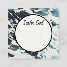 Cartão De Visita Quadrado Placa de Exibição de Orelha Costeira das Ondas do