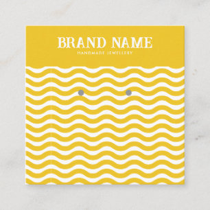 Cartão De Visita Quadrado Placa de exibição do Boho Vintage yellow wave Earr