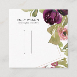 CARTÃO DE VISITA QUADRADO PLACA DE EXIBIÇÃO DO CLIP DE CABELO FLORAL BLUSH