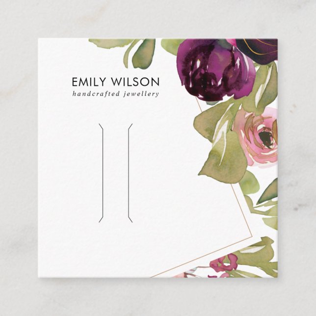 CARTÃO DE VISITA QUADRADO PLACA DE EXIBIÇÃO DO CLIP DE CABELO FLORAL BLUSH (Frente)