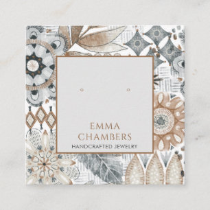 Cartão De Visita Quadrado Placa de exibição do Earthy Boho Earring