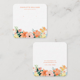 Cartão De Visita Quadrado Placa de Retentor de Joia Personalizada Floral de 