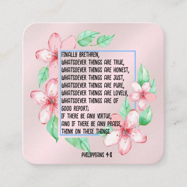 Cartão De Visita Quadrado Placa de Trato do Evangelho (Frente)