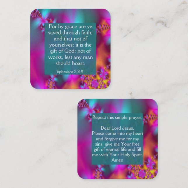 Cartão De Visita Quadrado Placa de Trato do Evangelho (Frente/Verso)