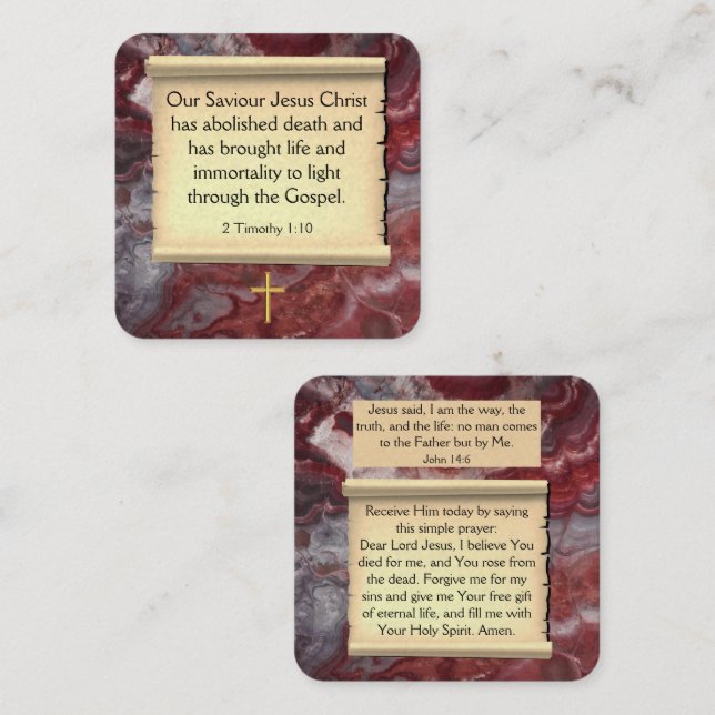 Cartão De Visita Quadrado Placa de Trato do Evangelho (Frente/Verso)