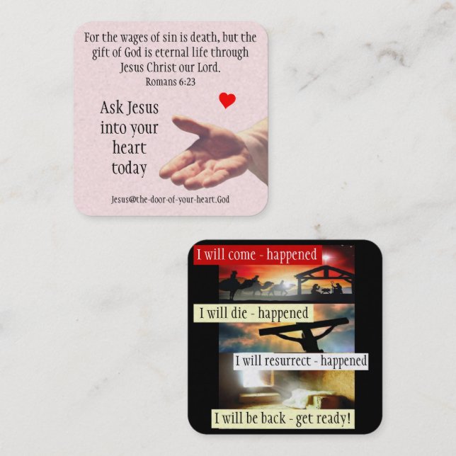 Cartão De Visita Quadrado Placa de Trato do Evangelho (Frente/Verso)