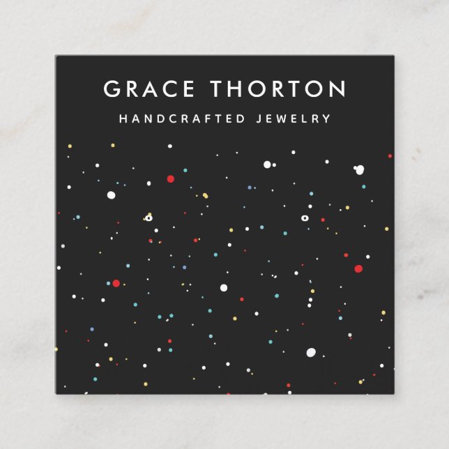 Cartão De Visita Quadrado Placa de Vídeo de Confetti Festivo (Frente)