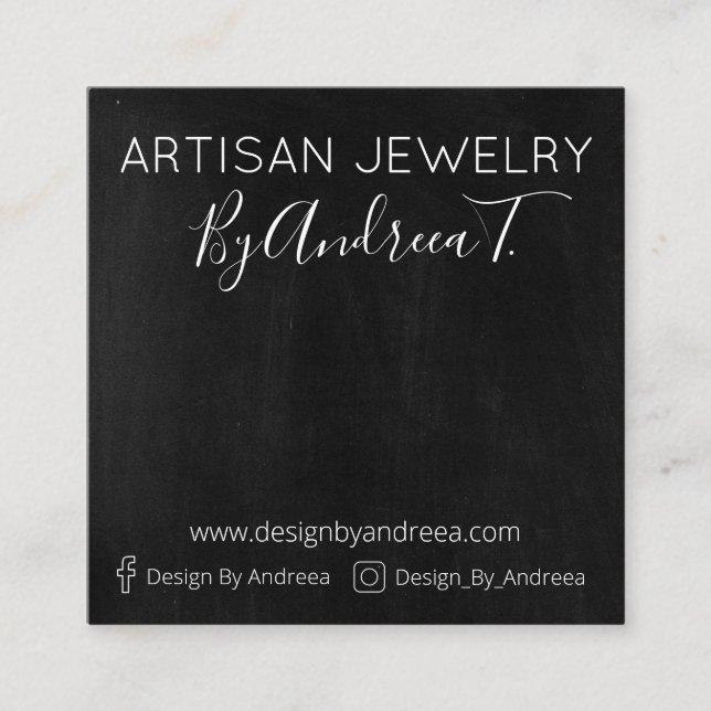 Cartão De Visita Quadrado Placa de vídeo do portador de joias artesanal (Frente)