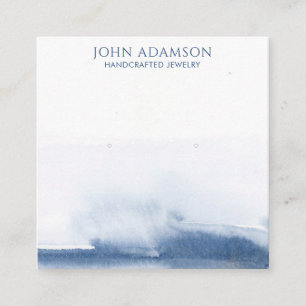 Cartão De Visita Quadrado Placa de vídeo mínima azul moderna com escuta de A