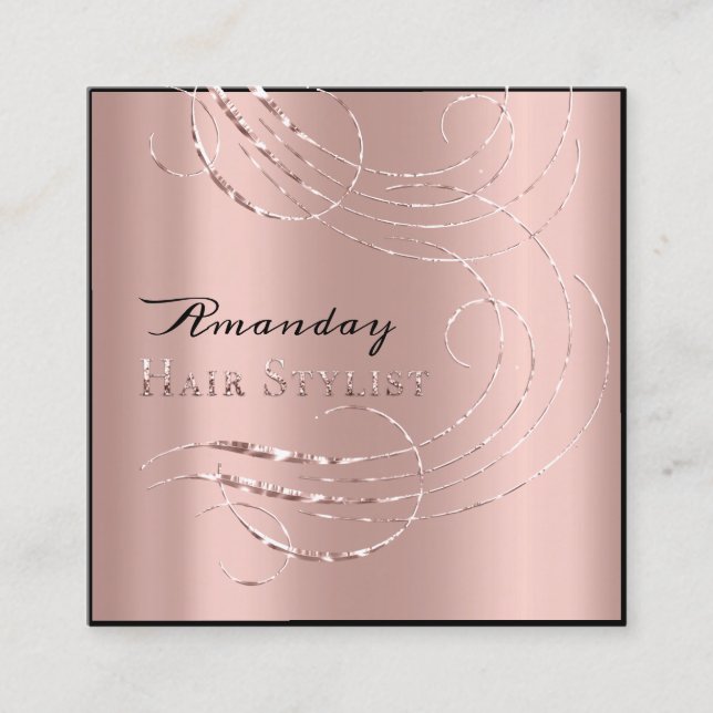 Cartão De Visita Quadrado Placa rosa Rosa Rosa Rosa Pinta para a nomeação do (Frente)