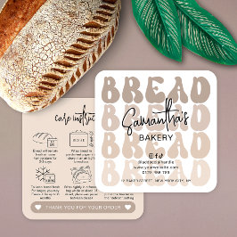 Cartão De Visita Quadrado Placas de Assistência a Pão com Trendy Sourdough