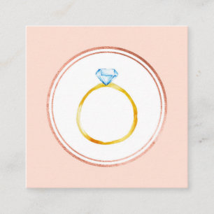 Cartão De Visita Quadrado Planejador de Casamento em Rose Gold e Diamante Ro