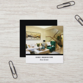 Cartão De Visita Quadrado Planilha de Modelo Personalizada de Foto do Realto
